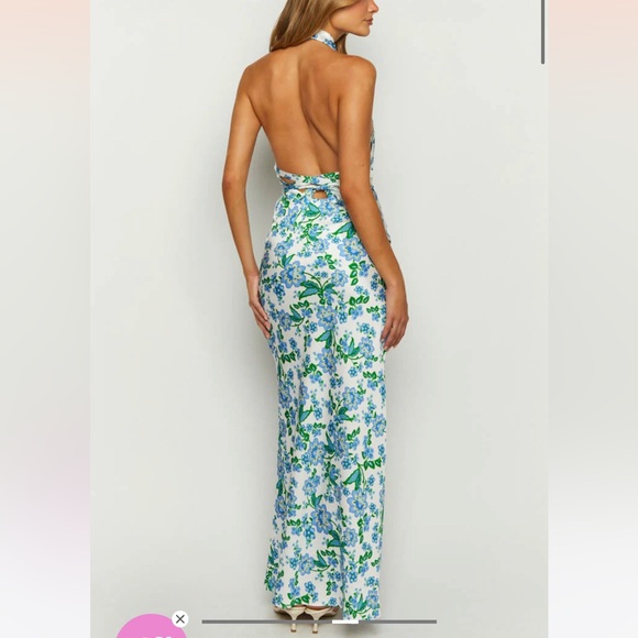 Marcella Blue Floral Formal Maxi Dress Size Small - Picture 2 of 6